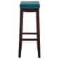 Linon Home Decor Claridge Bar Stool with Blue Cushion in Dark Brown, , large