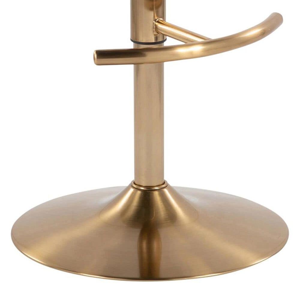 LumiSource Matisse Adjustable Swivel Barstool with Grey Fabric Upholstery in Gold (Set of 2), , large