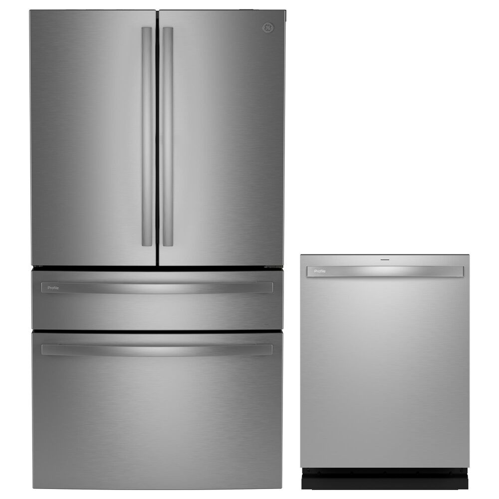 GE Profile 2-Piece Kitchen Package with 28.7 Cu. Ft. Smart French-Door Refrigerator and Bar Handle Dishwasher in Stainless Steel, , large