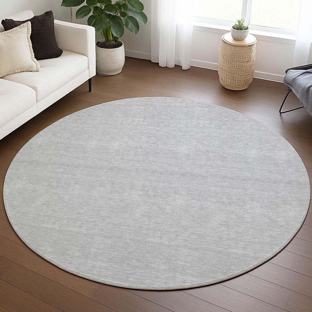 Dalyn Rug Company Soft Essentials Solid Silver 8' Round Area Rug, , large
