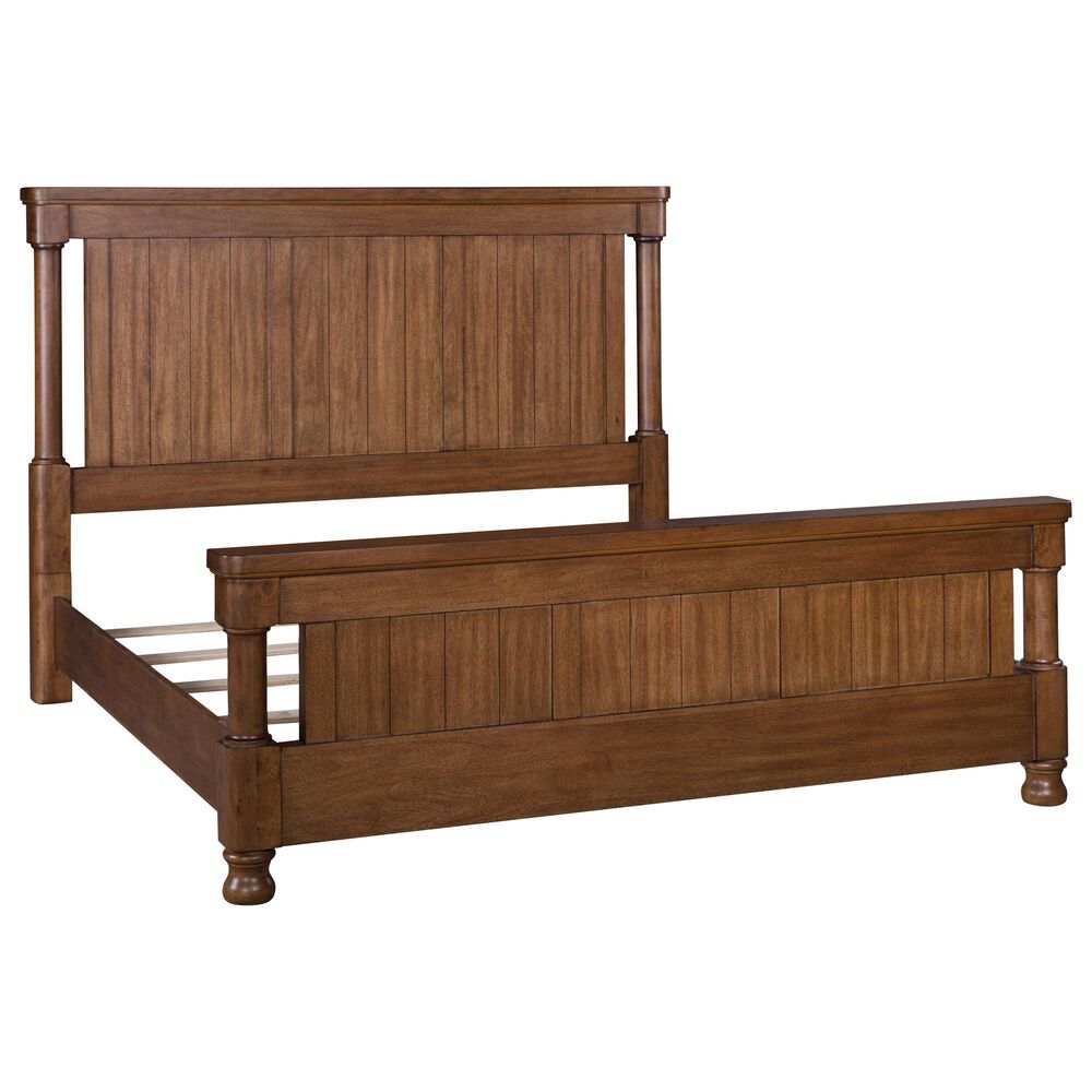 Ashley Rowlenstown King Panel Bed with Two Nightstands in Brown, , large