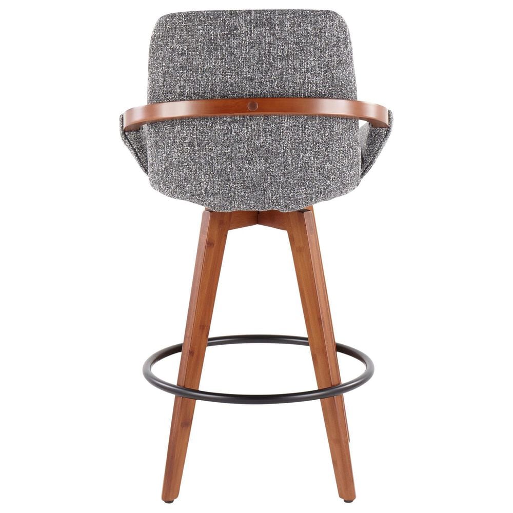 Lumisource Cosmo Swivel Counter Stool with Grey Noise Cushion in Walnut and Black, , large