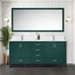 Lexora Home Jacques 72" Double Bathroom Vanity in Green with 2 cm White Cultured Marble Top and Rectangular Sinks, , large