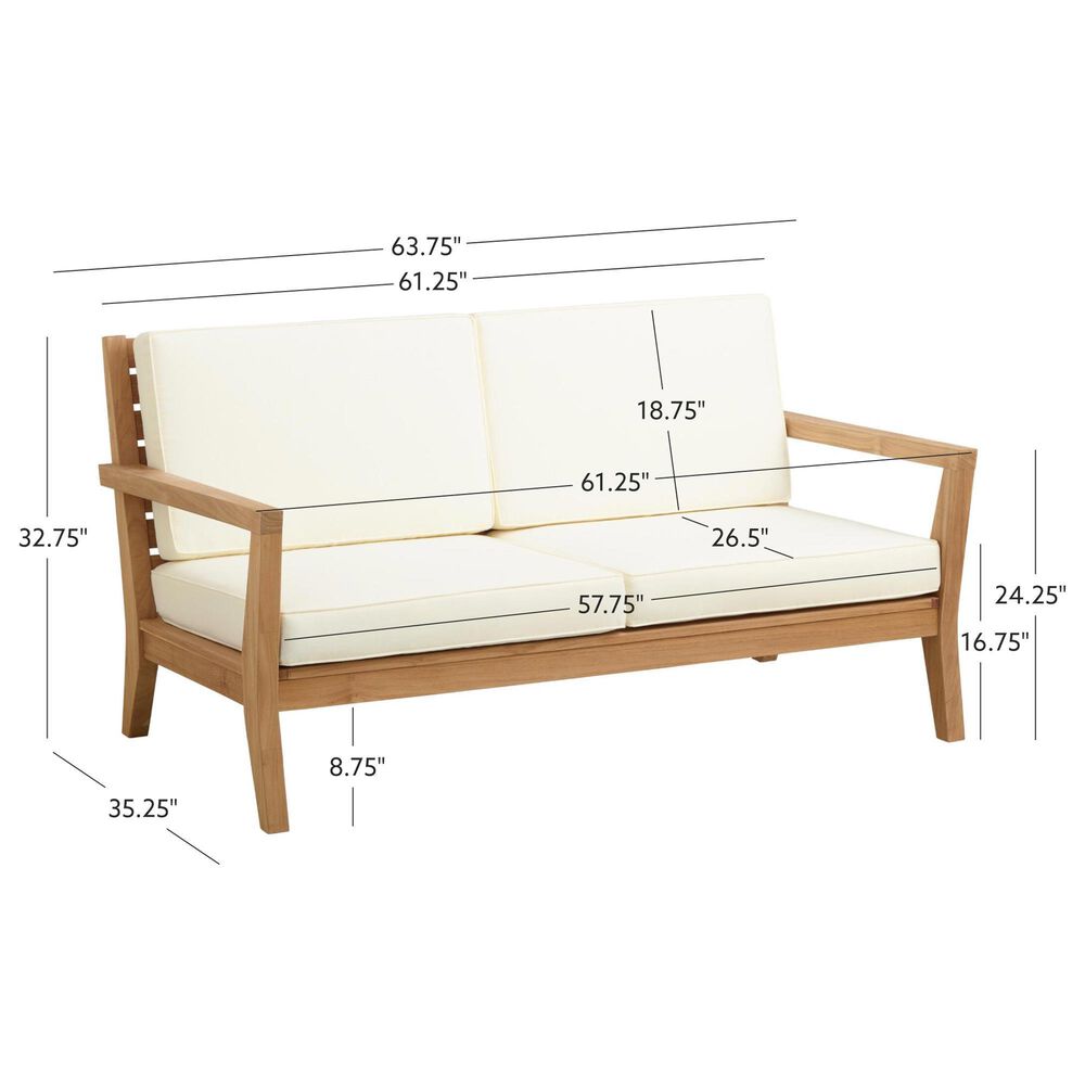 Linon Home Decor Carenen Outdoor 2-Seat Sofa with White Cushions in Natural, , large