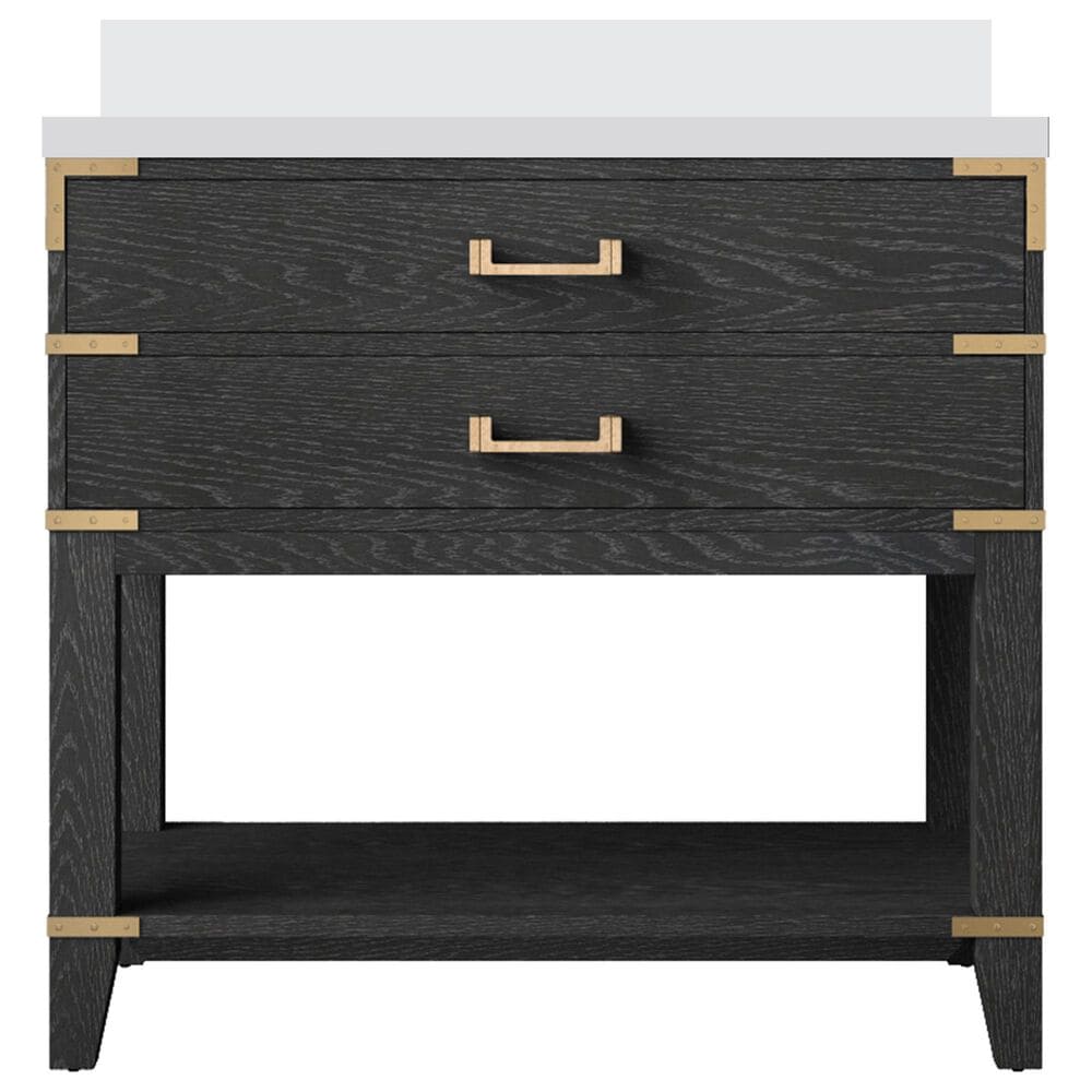 Lexora Home Norwalk 36&quot; Single Bathroom Vanity in Black Oak with White Quartz Top and Rectangular Sink, , large