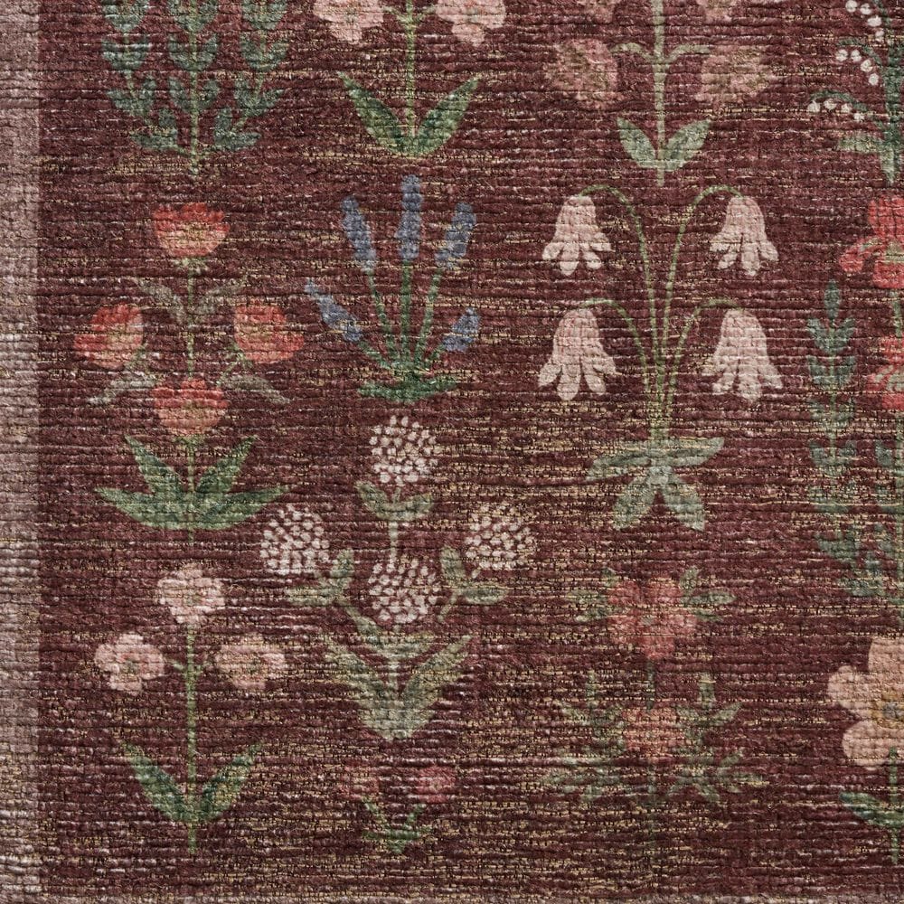 Rifle Paper Co. x Loloi Edinburgh Merlot and Multicolor 2'6" x 7'6" Runner, , large