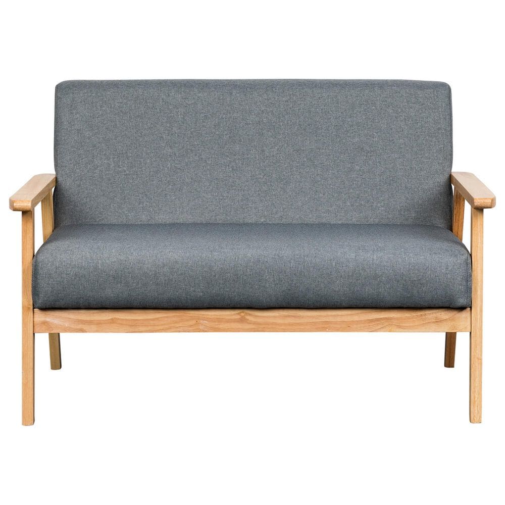 HOMLUX 45" Stationary Loveseat with Solid Wood Arms in Gray, , large
