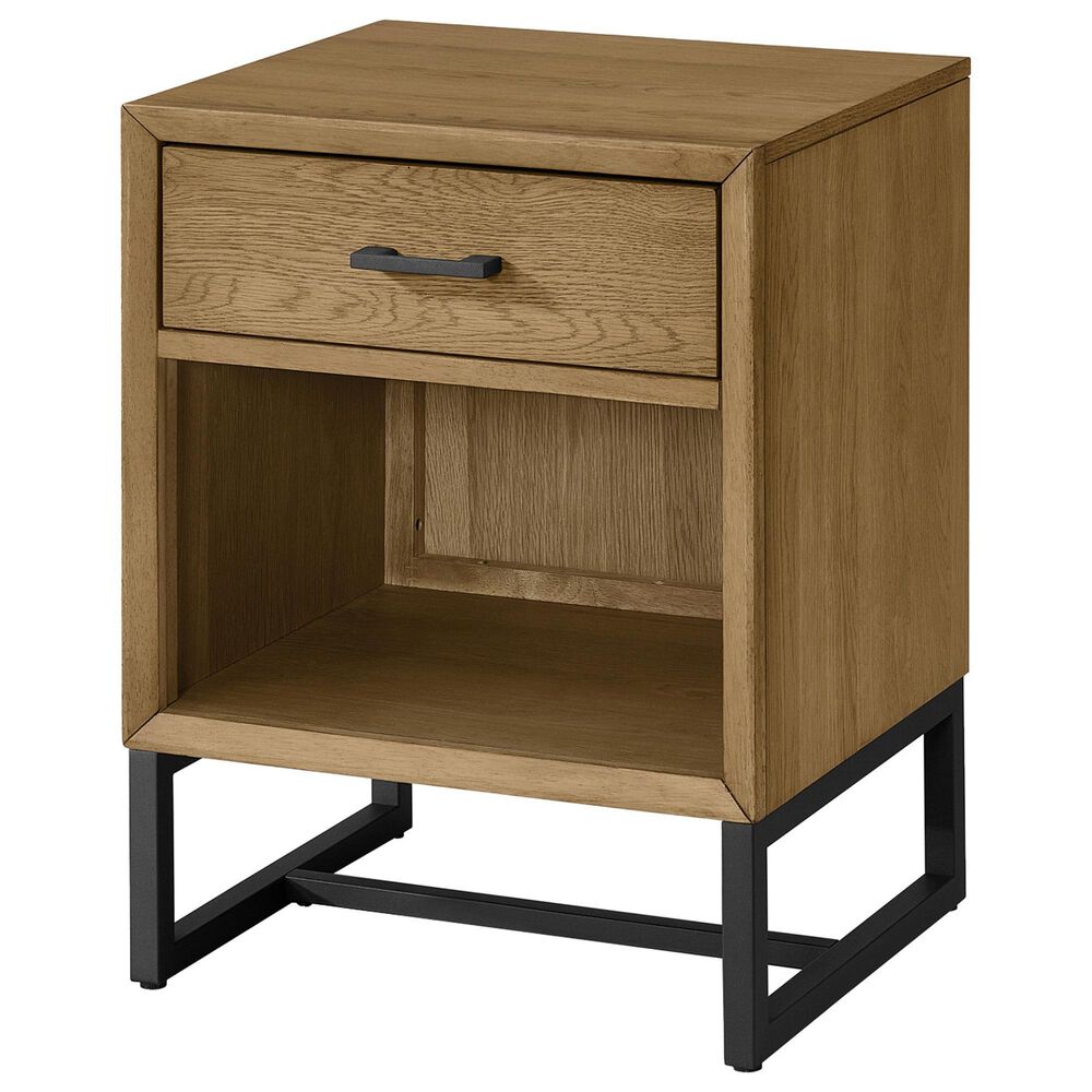 Eastern Shore Newport 1-Drawer Nightstand in Natural Oak and Matte Black, , large