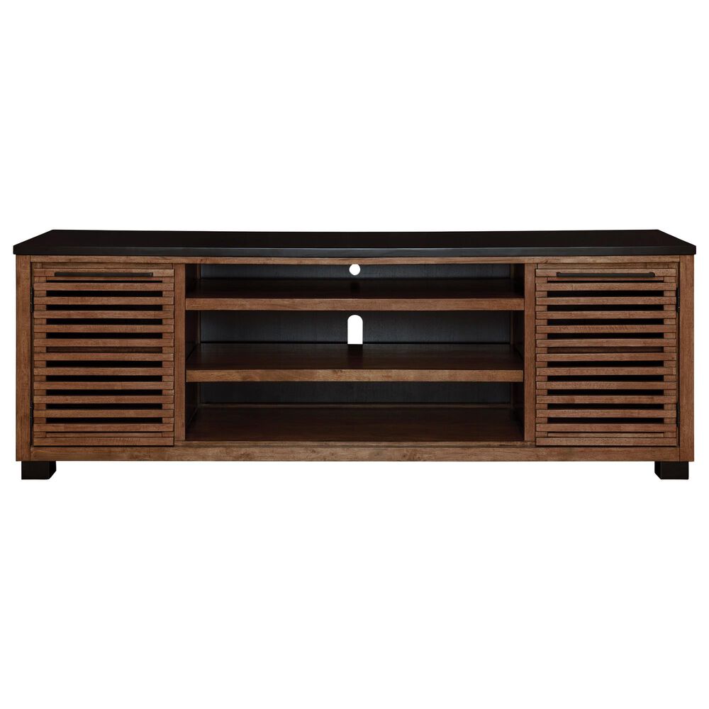 Ashley Kallari 84" XL TV Stand in Warm Brown and Matte Black, , large
