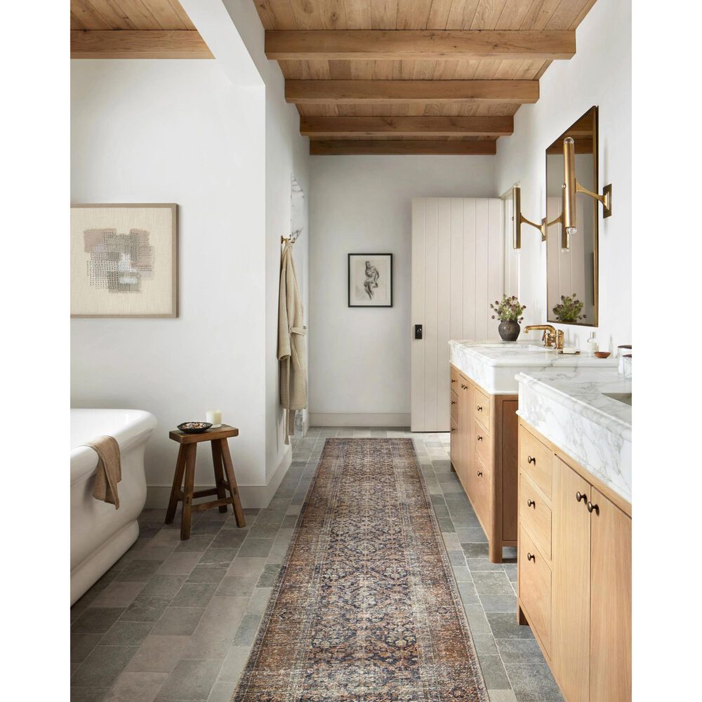 Amber Lewis x Loloi Billie 2&#39;6&quot; x 9&#39;6&quot; Ink and Salmon Runner, , large