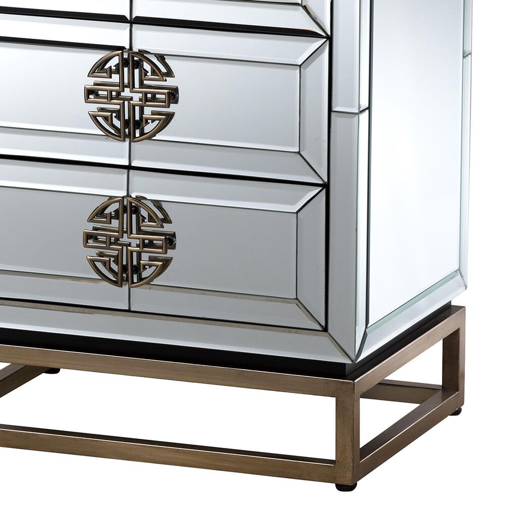 Baxton Studio Laken Mirrored 3-Drawer End Table in Silver and Antique Bronze, , large