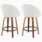 LumiSource Matisse 26" Swivel Counter Stool with Cream Fabric Upholstery in Walnut and Black (Set of 2), , large