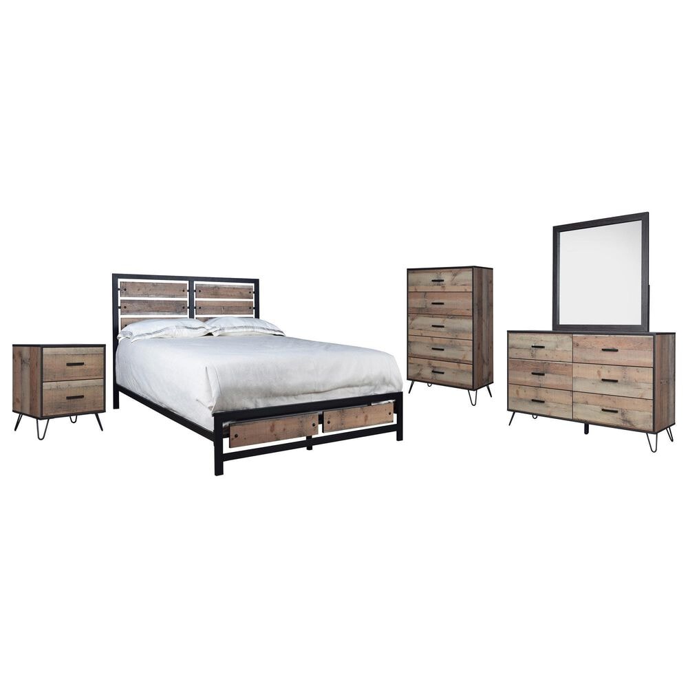 New Heritage Design Elk River 5-Piece King Bedroom Set in Rustic Brown and Black, , large