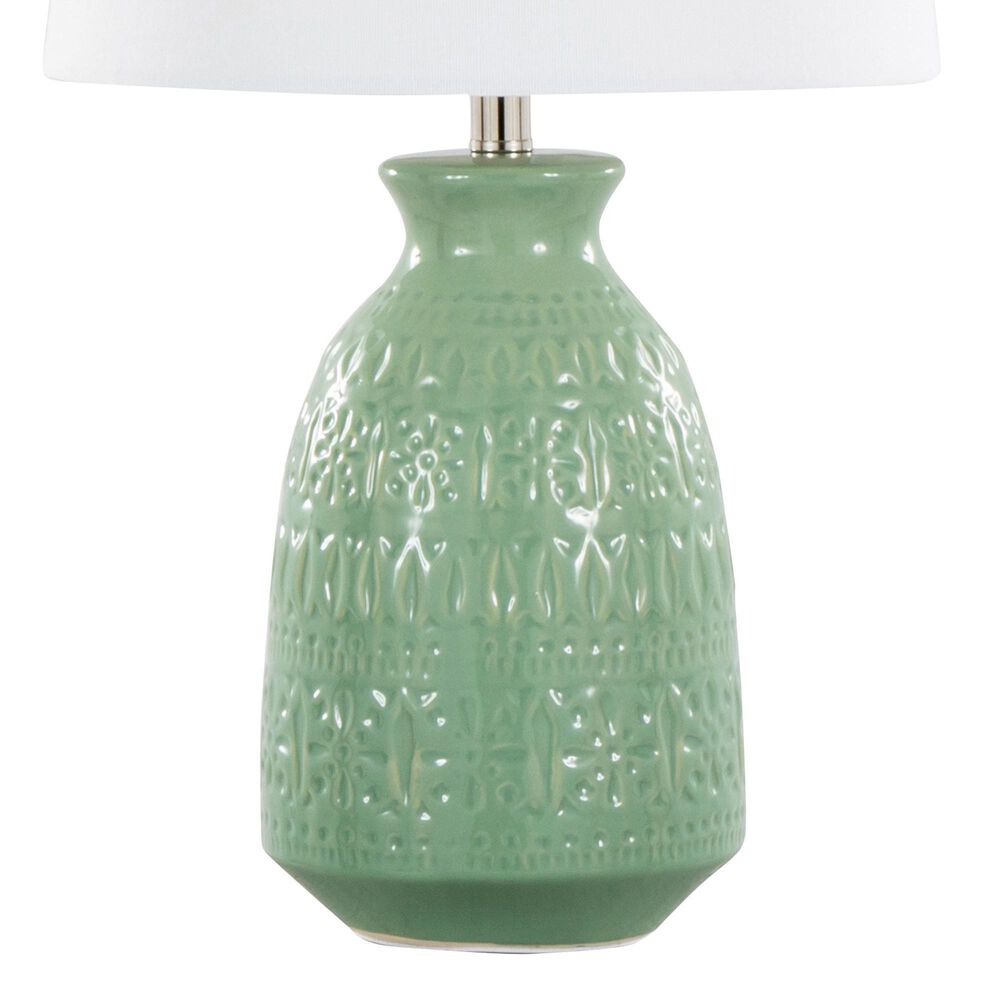 LumiSource Claudia Ceramic Table Lamp in Sage Green and Polished Nickel (Set of 2), , large