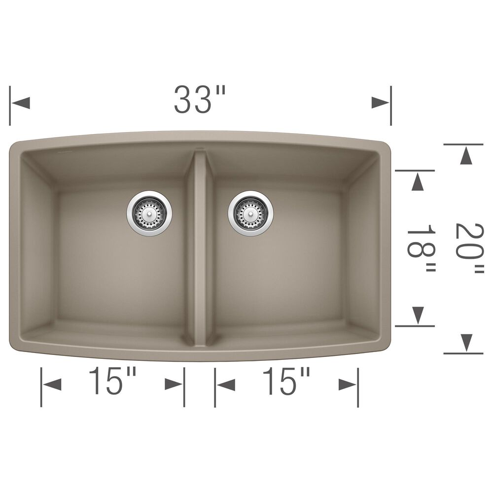 Blanco Performa 33&quot; Equal Double Bowl Kitchen Sink in Truffle, , large