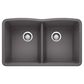 Blanco Diamond 32" Equal Double Bowl Kitchen Sink in Cinder, , large
