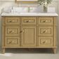 James Martin Vanities Lorelai 48" Single Vanity in Light Natural Oak with Single Hole and 3 cm White Zeus Quartz Top & Backsplash, , large
