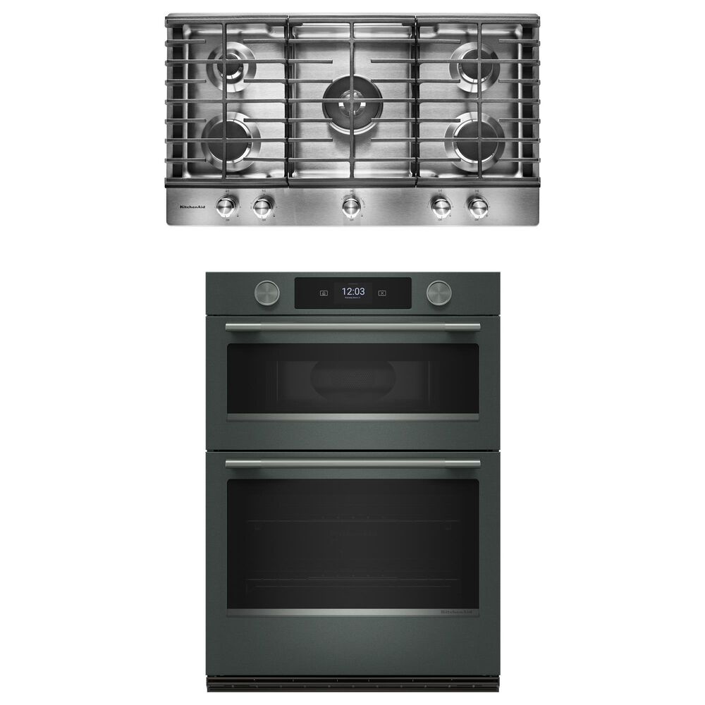 KitchenAid 2-Piece Kitchen Package with Juniper 30" Smart Combination Wall Oven and Stainless Steel 36" Gas Cooktop, , large