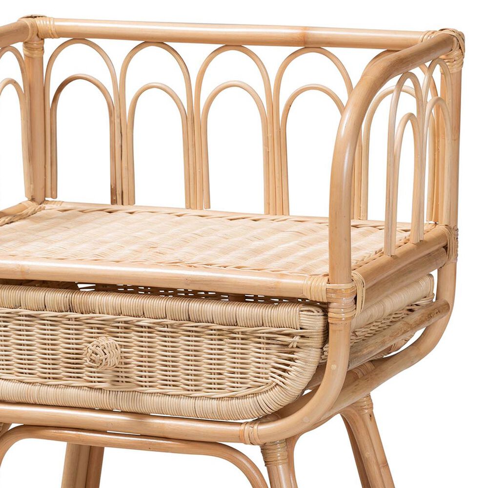 Baxton Studio Panchali 1-Drawer Rattan Nightstand in Natural Brown, , large