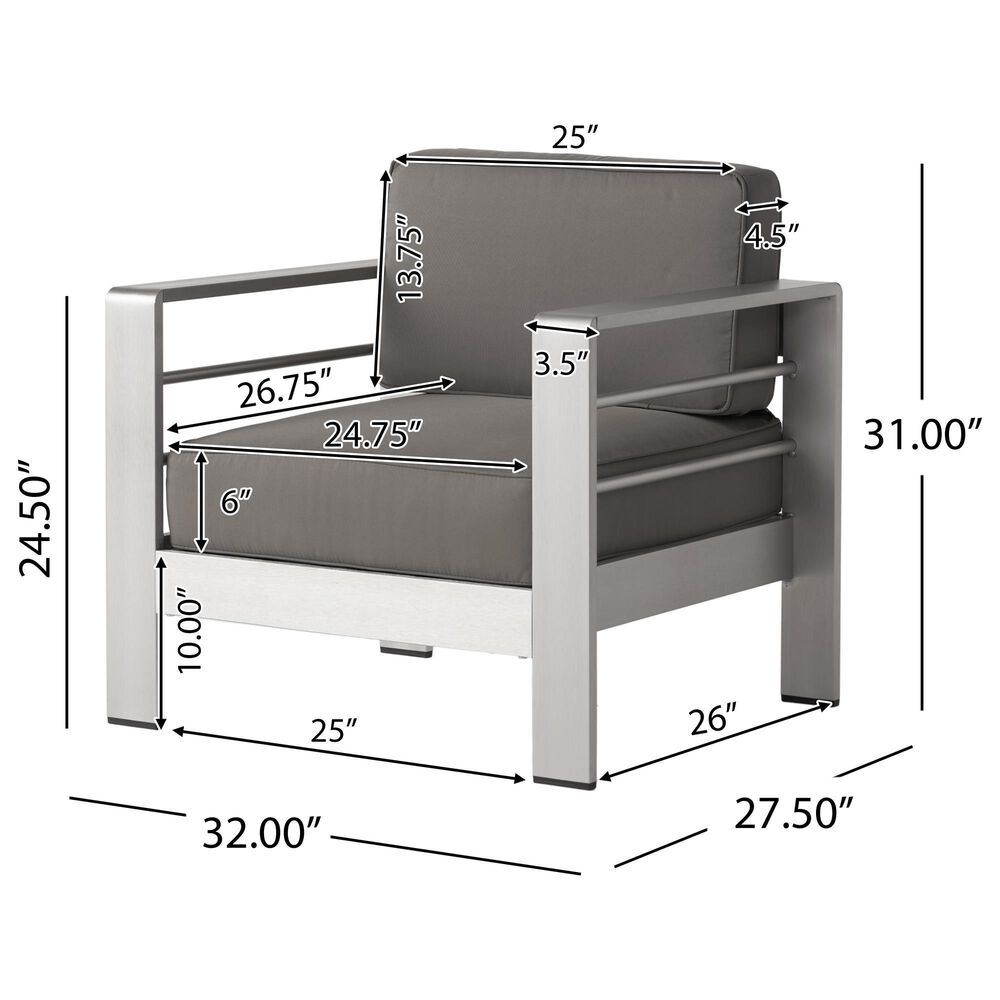 Hearth and Haven Cape Coral Outdoor Club Chair in Silver, , large