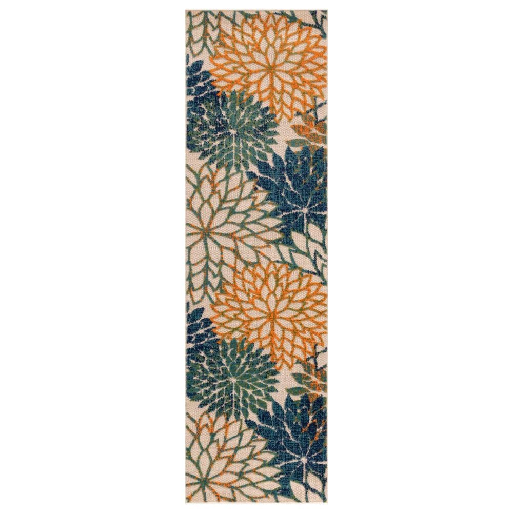 Nourison Aloha 2"3" x 8" Blue and Green Indoor/Outdoor Runner, , large