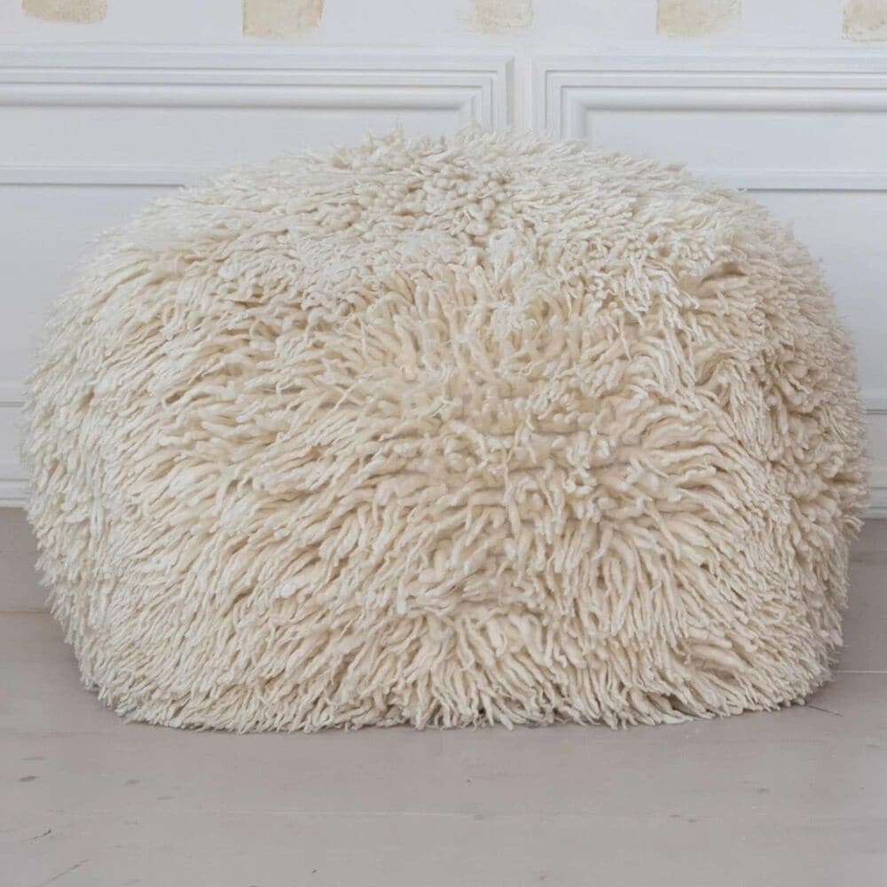Teak Interiors Meadow Square Pouf in Cream, , large