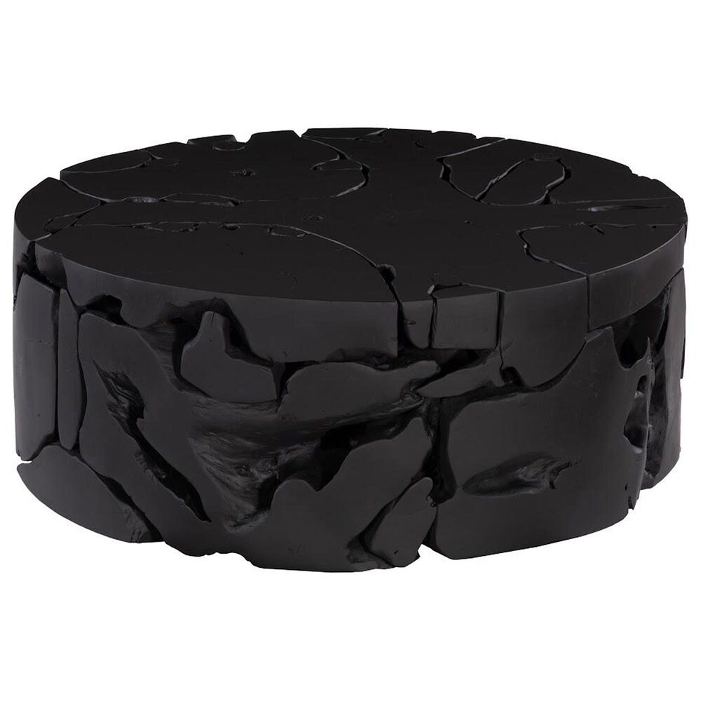 Phillips Collection Teak Chunk Round Coffee Table in Black, , large