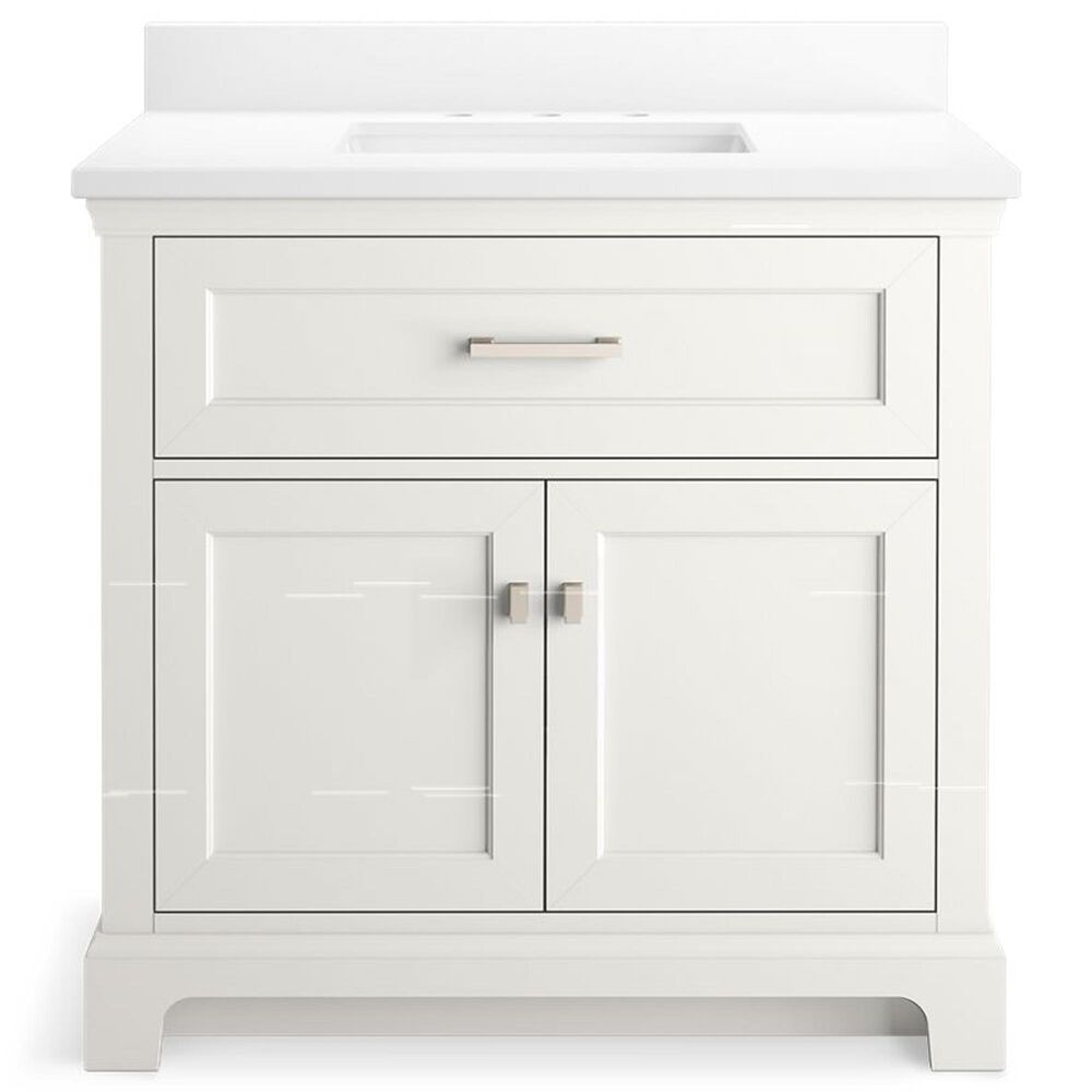 Kohler Charlemont 36&quot; Single Bathroom Vanity in White with 3 cm White Quartz Top and Rectangular Sink, , large