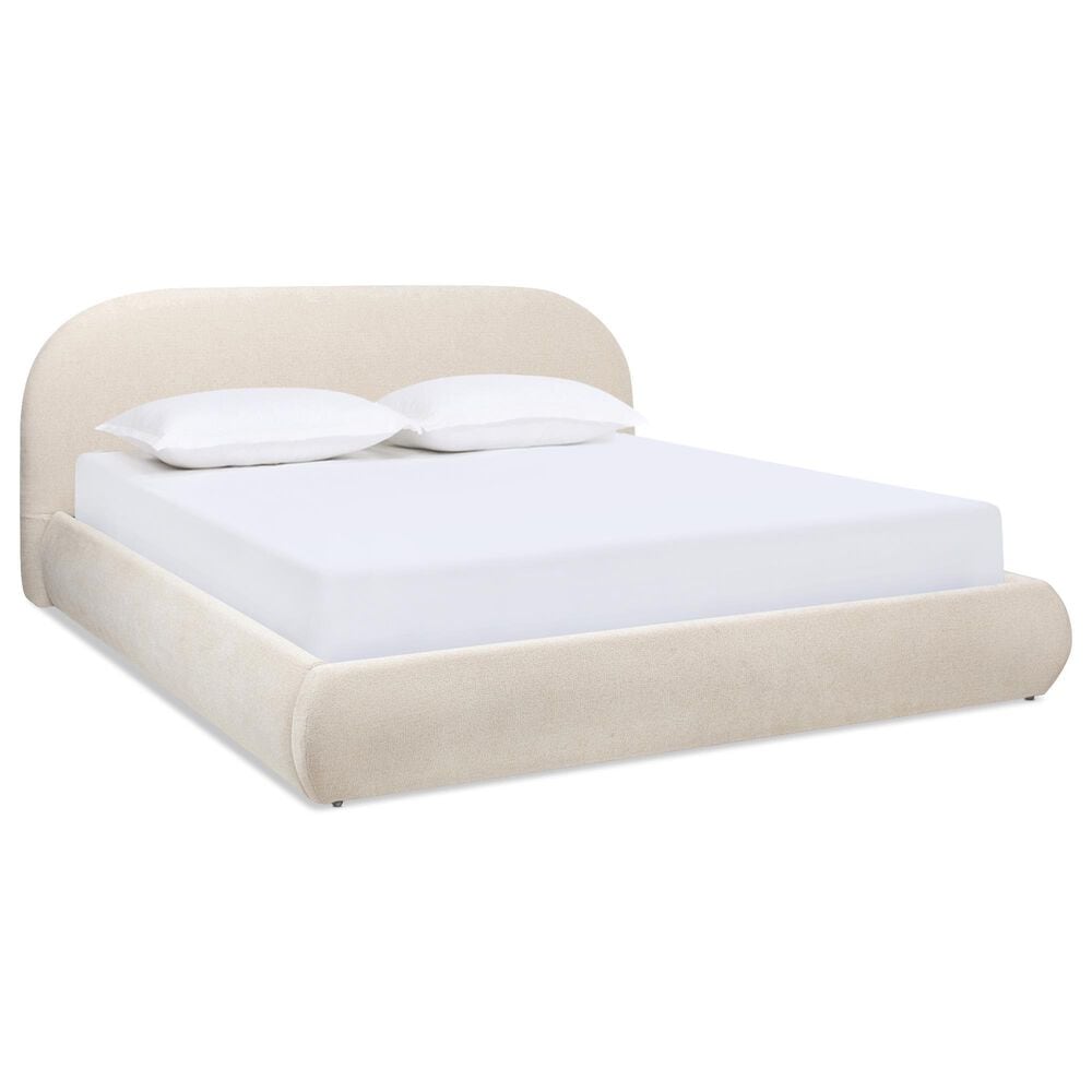 Jennifer Taylor Home Archie Puffy Grounded King Upholstered Platform Bed in Oatmeal Light Beige, , large