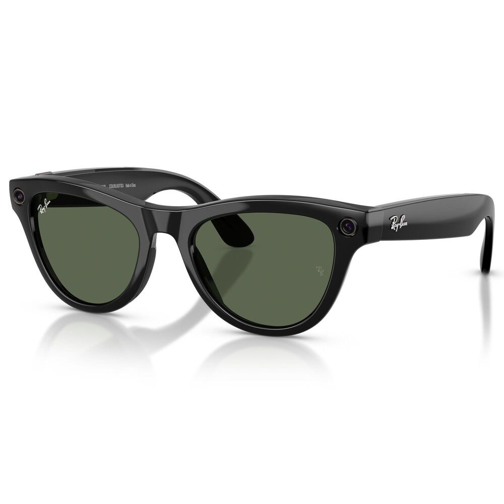 Rayban Glasses Skyler Gen 2 Sunglasses with Green Lenses in Shiny Black, , large