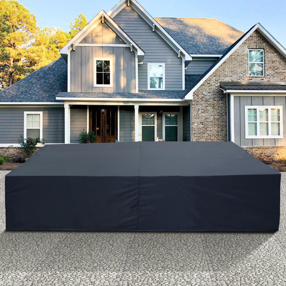 HOMLUX 110" Waterproof Patio Cover with Adjustable Drawstring in Black, , large