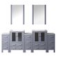 Lexora Home Volez 84" Double Bathroom Vanity in Dark Grey with White Ceramic Top, Rectangular Sinks and 22" Mirror, , large