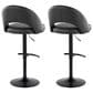 LumiSource Renee Adjustable Swivel Bar Stool with Black Faux Leather Upholstery in Black (Set of 2), , large