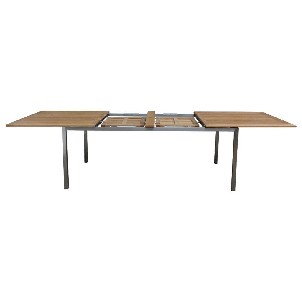 Three Birds Casual Avanti Patio Extension Dining Table in Steel and Teak, , large