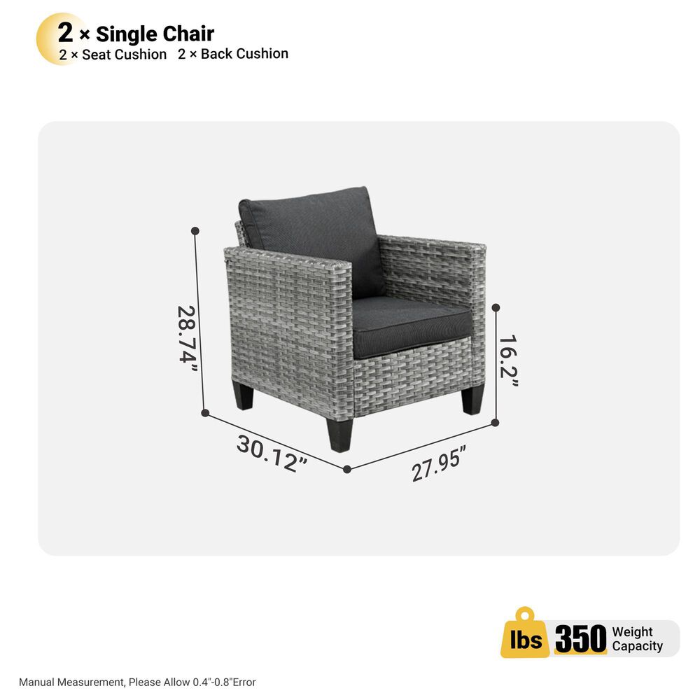 HOMLUX 28" Patio Single Chair in Black (Set of 2), , large