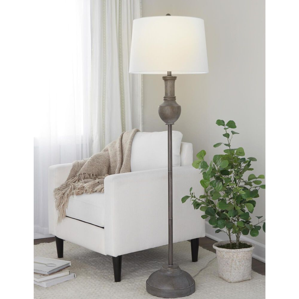 LumiSource Griffin Polyresin Floor Lamp in Grey, , large