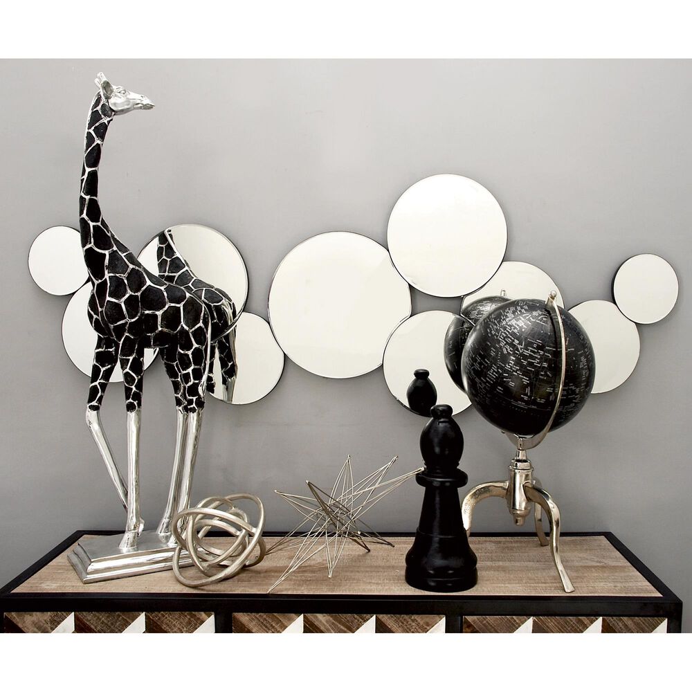 Maple and Jade 20&quot; x 57&quot; Glass Bubble Cluster Room Wall Mirror in Silver, , large