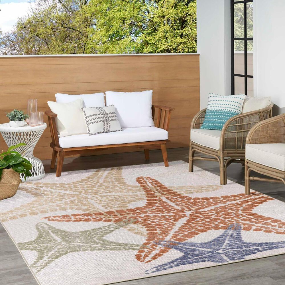Nourison Aloha ALH28 7&#39;10&quot; x 10&#39;6&quot; Ivory and Multicolor Indoor/Outdoor Area Rug, , large