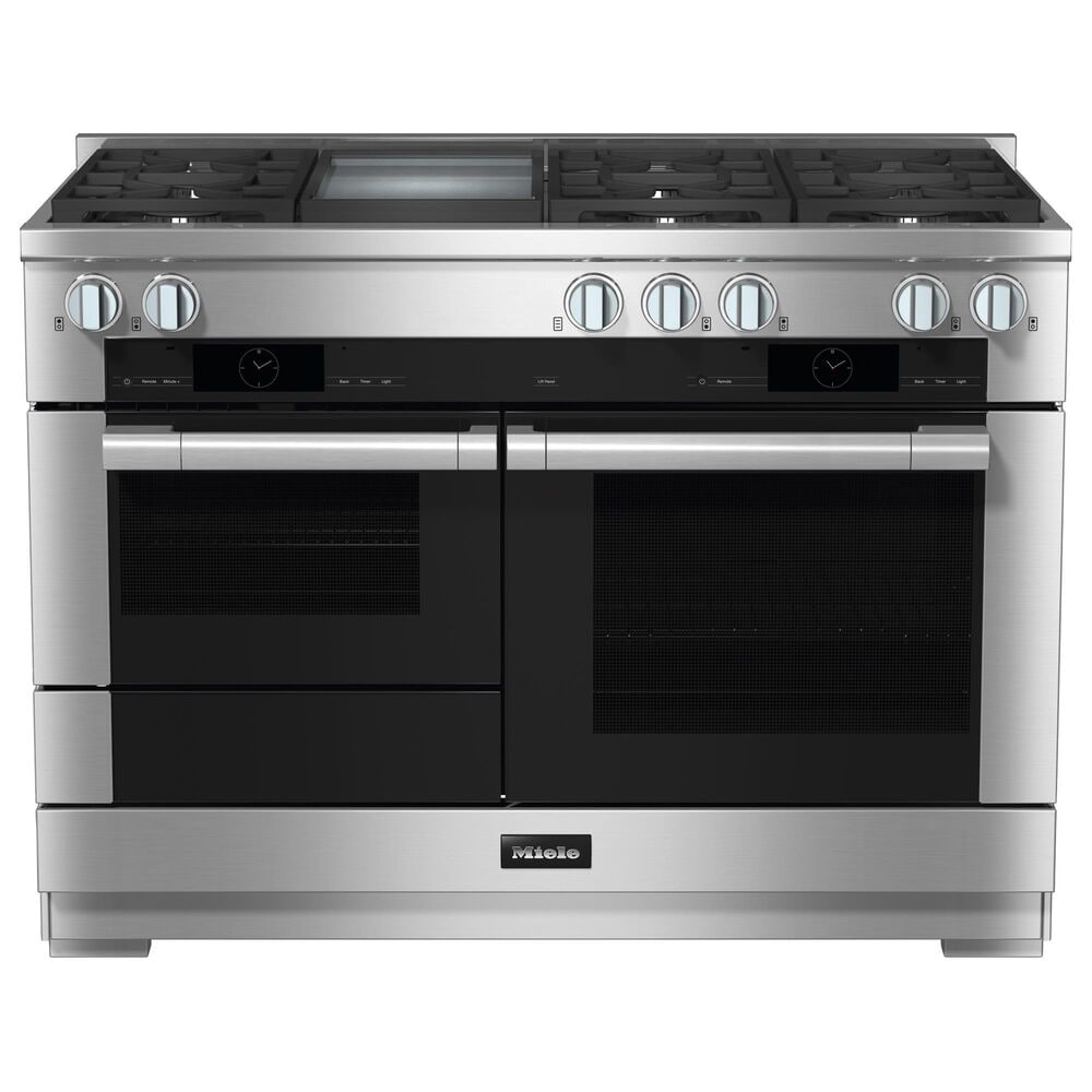 Miele 48" Freestanding Liquid Propane Dual Fuel Range with Broil-Griddle Cover in Stainless Steel and Black, , large