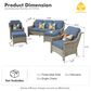 HOMLUX 5-Piece Patio Conversation Set with Two Ottomans in Denim Blue, , large