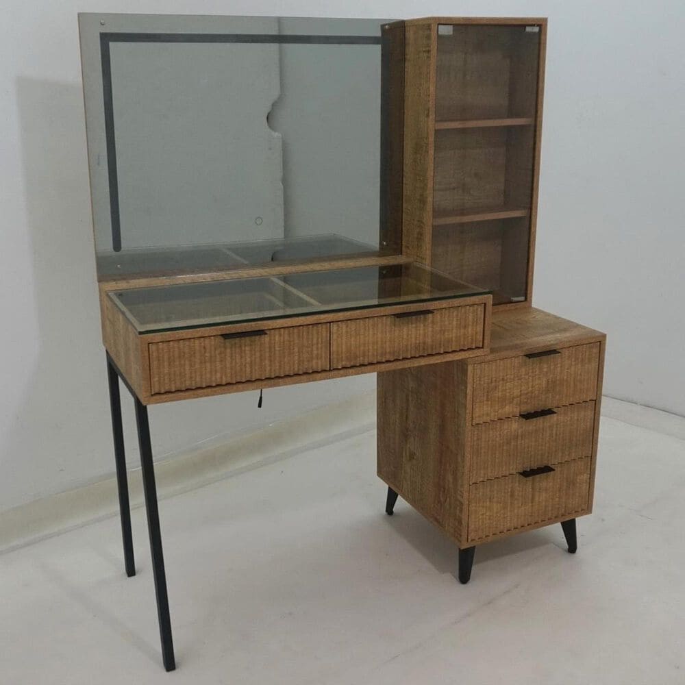 Coaster Souza 5 Drawer Makeup Vanity Table with LED Mirror in Mango, , large
