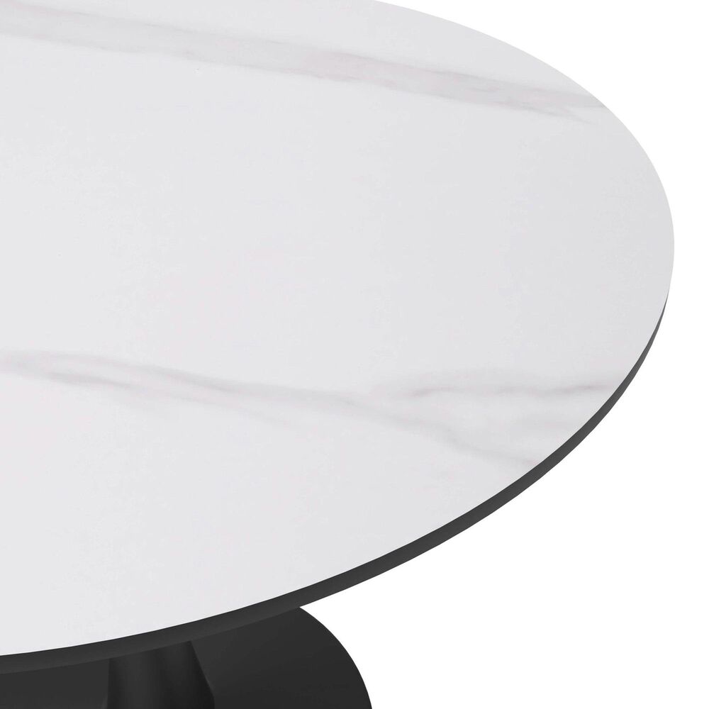 Leisuremod Leisuremod Bristol 35 round dining table Black base with White Sintered stone Top, , large