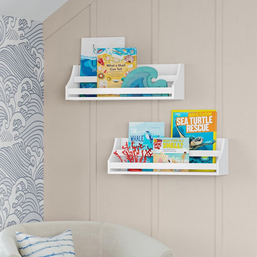RiverRidge Home Book Nook Wall Bookshelf in White &#40;Set of 2&#41;, , large