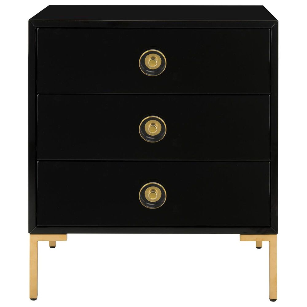Safavieh Lucian 3-Drawer Side Table in Black and Brass, , large