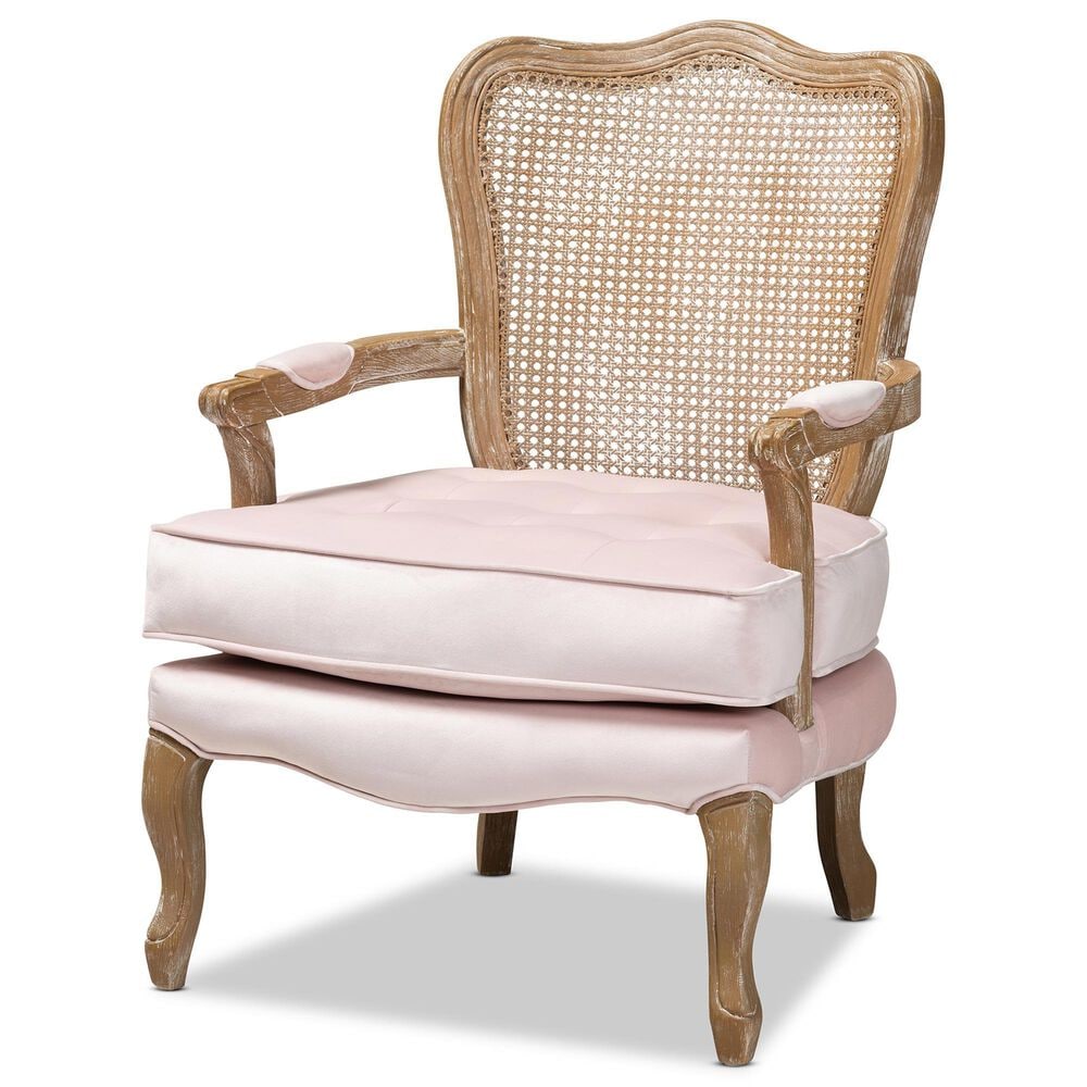 Baxton Studio Vallea Arm Chair in Light Pink, , large