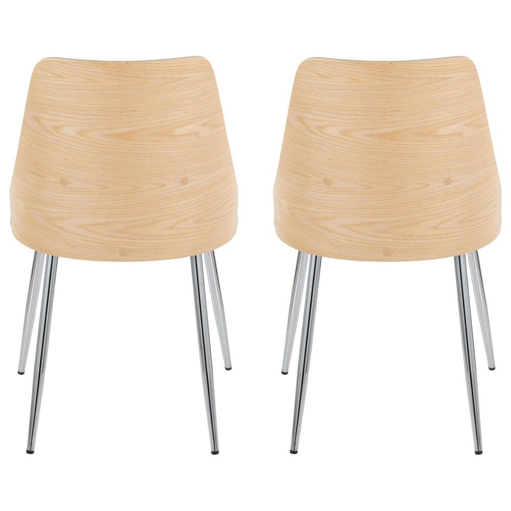 Lumisource Anabelle Side Chair with Grey Cushion in Chrome and Natural &#40;Set of 2&#41;, , large