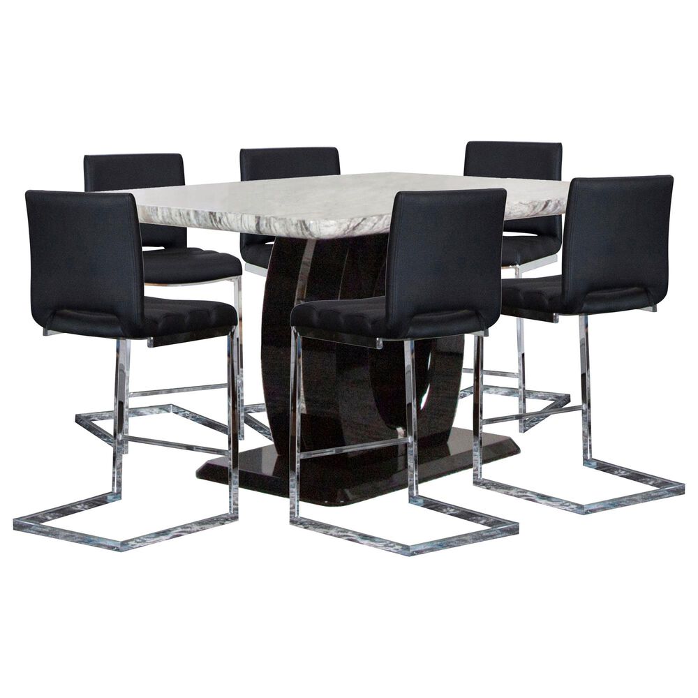 Sunset Dyane 7-Piece Counter Height Dining Set in Black and Silver Chrome, , large