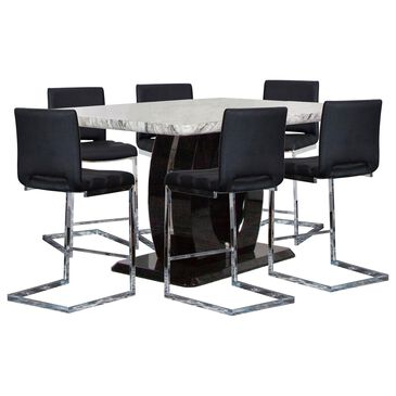 Sunset Dyane 7-Piece Counter Height Dining Set in Black and Silver Chrome, , large