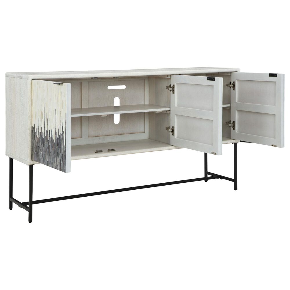 Ashley Freyton Accent Cabinet in Light Distressed White, Gray and Black, , large