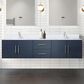Lexora Home Geneva 80" Double Bathroom Vanity in Navy Blue with 2 cm White Cultured Marble Top and Rectangular Sinks, , large